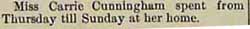 Partial newspaper article about Miss Carrie CUNINGHAM 1914