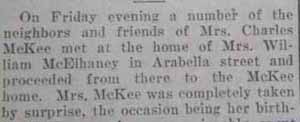 Partial Notice Mrs. Charles McKEE birthday 1922