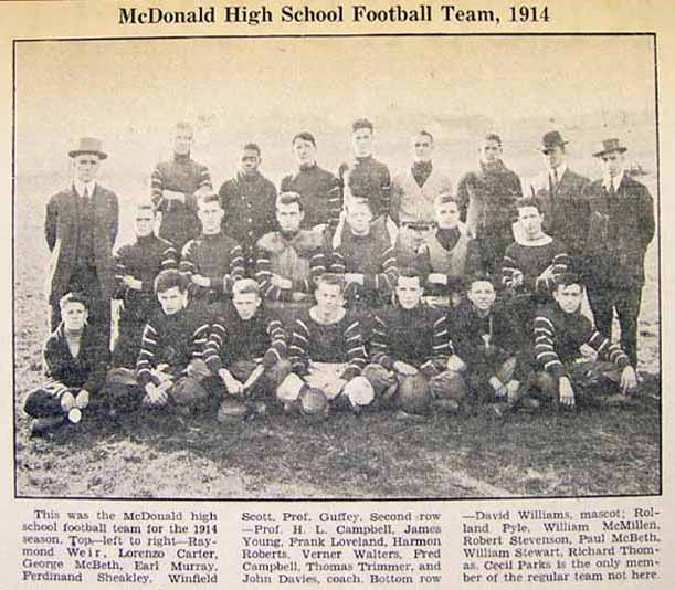 Newspaper Copy McDonald PA High School Football 1914