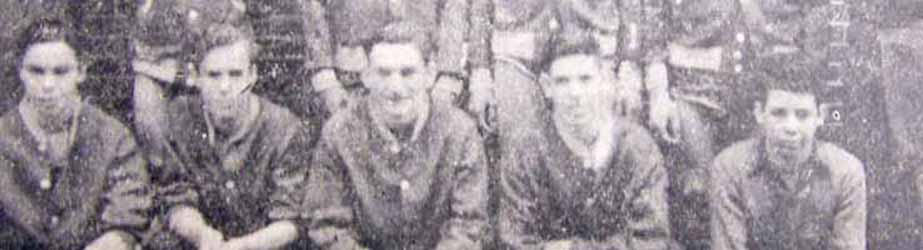 BOTTOM ROW 1943 McDonald HS Basketball team FACES ENLARGED