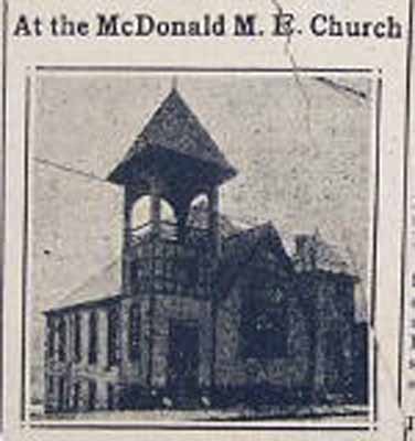 1924 enlarged front of the M.E. Church in McDonald PA