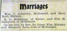 Marriage Notice for Wm. C. ARBUCKLE to Mary Neill, no date