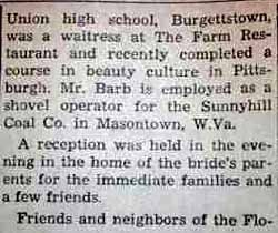 Part 2 Marriage Notice for Harold Earl BARB, Jr. to Betty Jean Kuhn, 26 Nov 1946