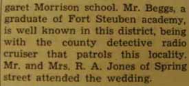 Marriage Notice for John M. BEGGS to Clara E. Garbark, 22 Jun 1938