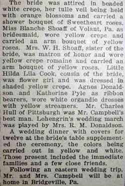 Part 2 Marriage Notice for Kenneth McConnell CAMPBELL to Asenath Haddasah Cook,&nbsp; Wednesday, October 14, 1925