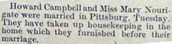 Wedding Notice of Howard Campbell to Miss Mary Nourigate