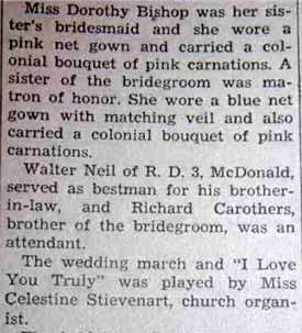 Part 2 Marriage Notice for Charles CAROTHERS to Rose Marie Bishop, 12 Feb 1947