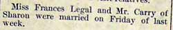 Marriage Notice for Mr. ___ CARRY to Frances LEGAL, Fri., Feb. no date, 1910