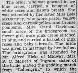 Part 2 Marriage Notice for Wilber L. DAVIDSON to Margaret E. McCartney, 28 Sep 1934