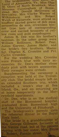 Part 2 Marriage notice for William F. DEE to Rose Marie Crombie, 7 Jun 1943