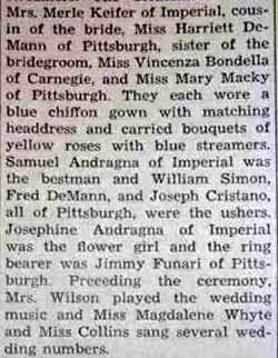 Part 2 Marriage Notice for Raymond DeMANN to Angelina Cusumano, 15 Apr 1947