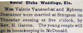 Marriage Notice for Ephrem DESCUTNER to Valerie Vanerschat, no date, in 11-25-1905 paper