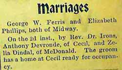 Marriage Notice for Anthony DEVRONDE to Zelia Dindal, 2 Apr 1896