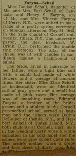 Marriage Notice for Henry S. FARYNA to Louise Schall, 24 May 1943