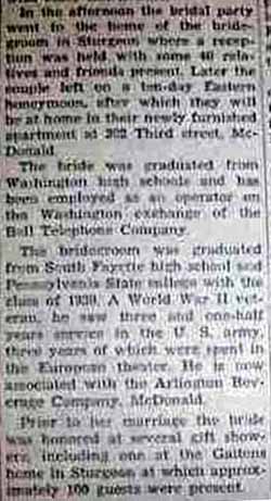 Part 2 Marriage Notice for Andrew F. GAITENS to Eleanor A. McGregor, 23 Nov 1939