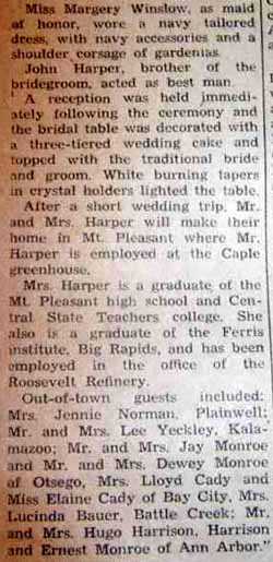 Part 2 Marriage Notice for Kenneth M. HARPER to Ruth Maxine Monroe, 24 Mar 1939