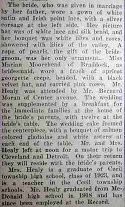 Part 2 Marriage Notice for Aidan HEALY to Anne Catherine Gillespie, 27 Aug 1924