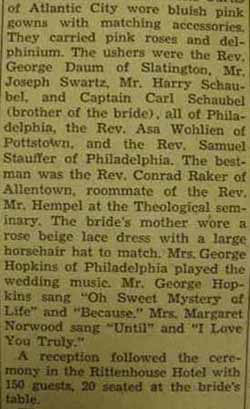 Part 2 Marriage Notice for Walter Thomas HEMPEL to Ruth J. Schaubel, 4 Jun 1938