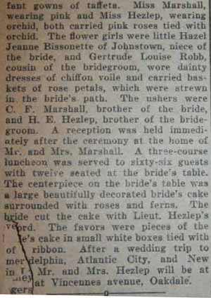 Part 3 Marriage Notice for Donald Robb HEZLEP to Wilma Rea Marshall, 7 Sep 1926