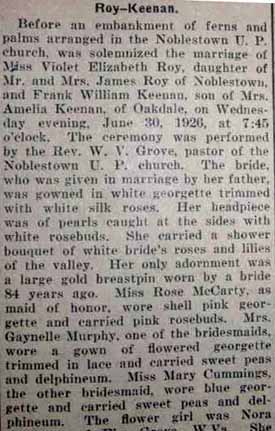 Part 1 Marriage Notice for Frank William KEENAN to Violet Elizabeth Roy, 30 Jun 1926