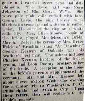 Part 2 Marriage Notice for Frank William KEENAN to Violet Elizabeth Roy, 30 Jun 1926