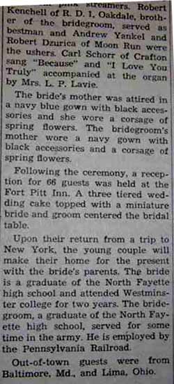 Part 2 Marriage Notice for Frank Bruce KENCHEL to Mary Louise Beitsinger, 24 Feb 1947