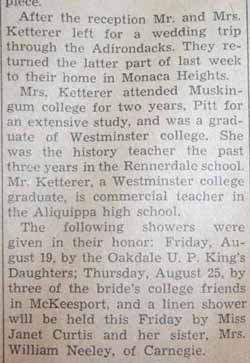 Part 4 Marriage Notice for John Cromwell KETTERER to Jean Carolyn Mankedick, 27 Aug 1938