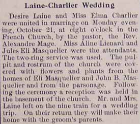 Marriage Notice for Desire LAINE to Elma Charlier, 21 Oct 1912