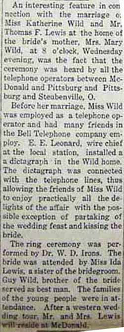 Article 1 Marriage Notice for Thomas F. LEWIS to Kitty WILD, 10 March 1915