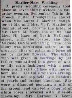 Part 1 Marriage Notice for Henri M. MARC to Laura J. Marlier, 7 Sep 1929
