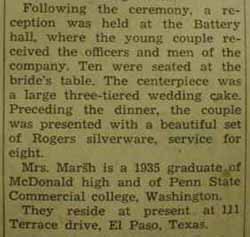 Part 2 Marriage Notice for Silas H. MARSH to Avanell E. McElhaney, 14 Nov 1942