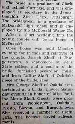 Part 2 Marriage Notice for Francis Patrick MEEHAN, Jr. to Pauline Marie Skoff, 7 Apr 1947