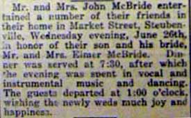 Marriage Notice for Elmer McBRIDE to Ethel Franklin, 12 Jun 1918