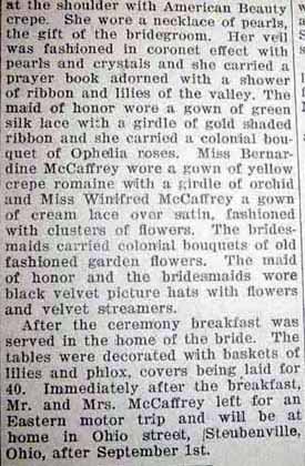 Part 2 Marriage Notice for Leo Francis McCAFFREY to Alma Elizabeth Lutz, 4 Aug 1925