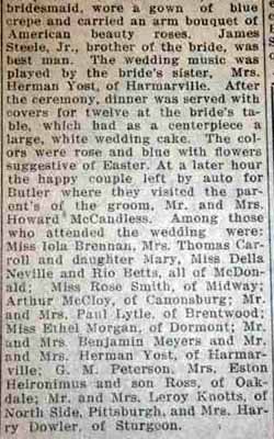 Part 2 Marriage Notice for Robert Howard McCANDLESS to Anna Lorraine Steele, 15 Apr 1927