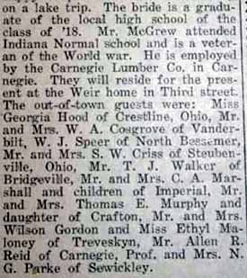Part 2 Marriage Notice for Fred C. McGREW to Hazel Serelda Weir, 6 Jun 1923