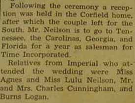 Part 2 Marriage Notice for Wallace C. NEILSON to Grace M. Corfield, 15 Feb 1941