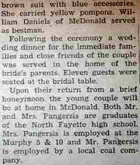 Part 2 Marriage Notice for John PANGERSIS to Miriam Jean Sturgeon, 27 Nov 1947