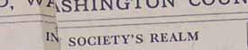 Newspaper banner 'In Society's Realm' before marriage notice