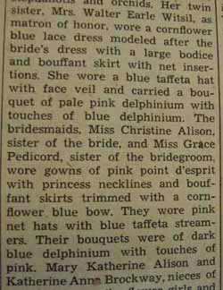 Part 2 Marriage notice for 
Harry William PEDICORD to Adah Smith Alison, 23 Aug 1939