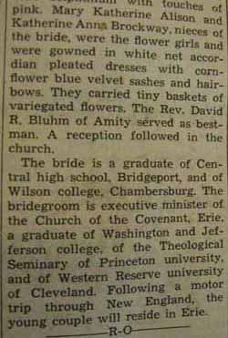 Part 3 Marriage Notice for 
Harry William PEDICORD to Adah Smith Alison, 23 Aug 1939