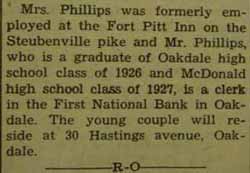 Part 3 Marriage notice for Paul A. PHILLIPS to Sophie J. Paydo, 9 Feb 1937
