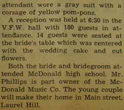 Part 2 Marriage Notice for John T. PHILLIPS to Rachel Lucy Quevi, 17 Sep 1946