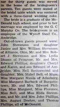 Part 2 Marriage Notice for Richard A. PHILLIPS to Florence J. Stevenson, 4 Mar 1947