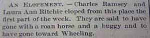 Elopement Marriage Notice for Charles RAMSEY to Laura Ann Ritchie, no date, in 9-22-1894 paper
