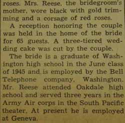 Part 3 Marriage Notice for Jack O. REESE to Charlotte Kerns, 14 Sep 1946