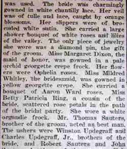 Part 2 Marriage Notice for Richard Boyce SAUTERS to Elizabeth Updegraff, no date, in 10-26-1922 paper