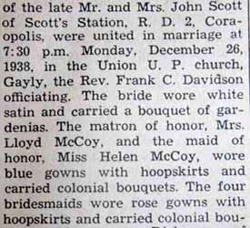 Part 2 Marriage Notice for Wallace Aiken SCOTT to Ruth Elizabeth McCoy, 26 Dec 1938