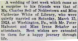 Marriage Notice for Charles SELL to Catherine White, 15 Mar 1924