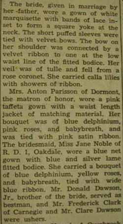 Part 2 Marriage Notice for Herbert D. SHAW to Martha Maye Dawson, 14 Jun 1941